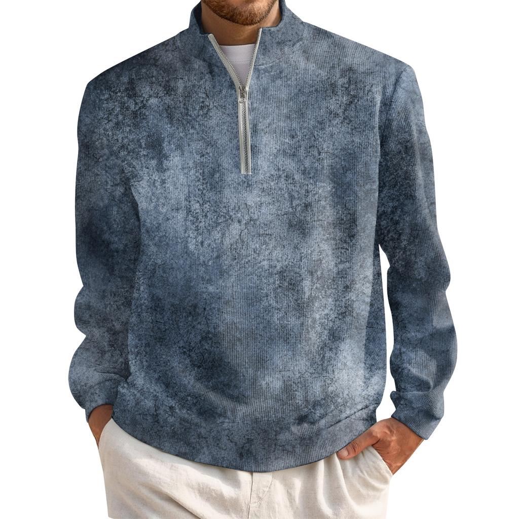Herren Kurz-Reißverschluss Rollkragen Langarm Top