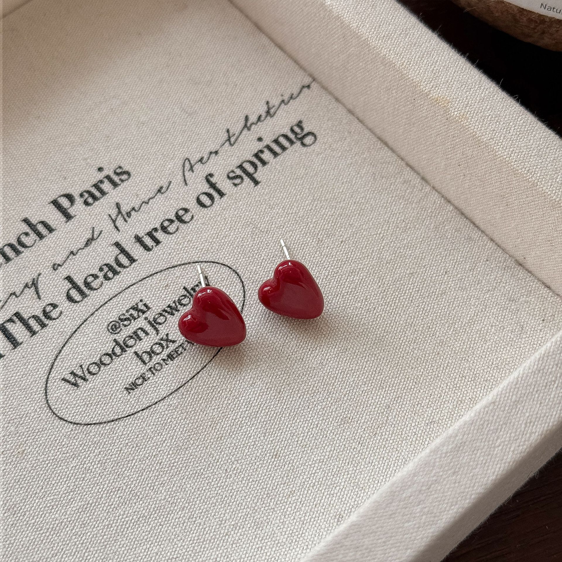 Hong Kong style retro zircon love stud earrings necklace simple temperament versatile jewelry set decoration