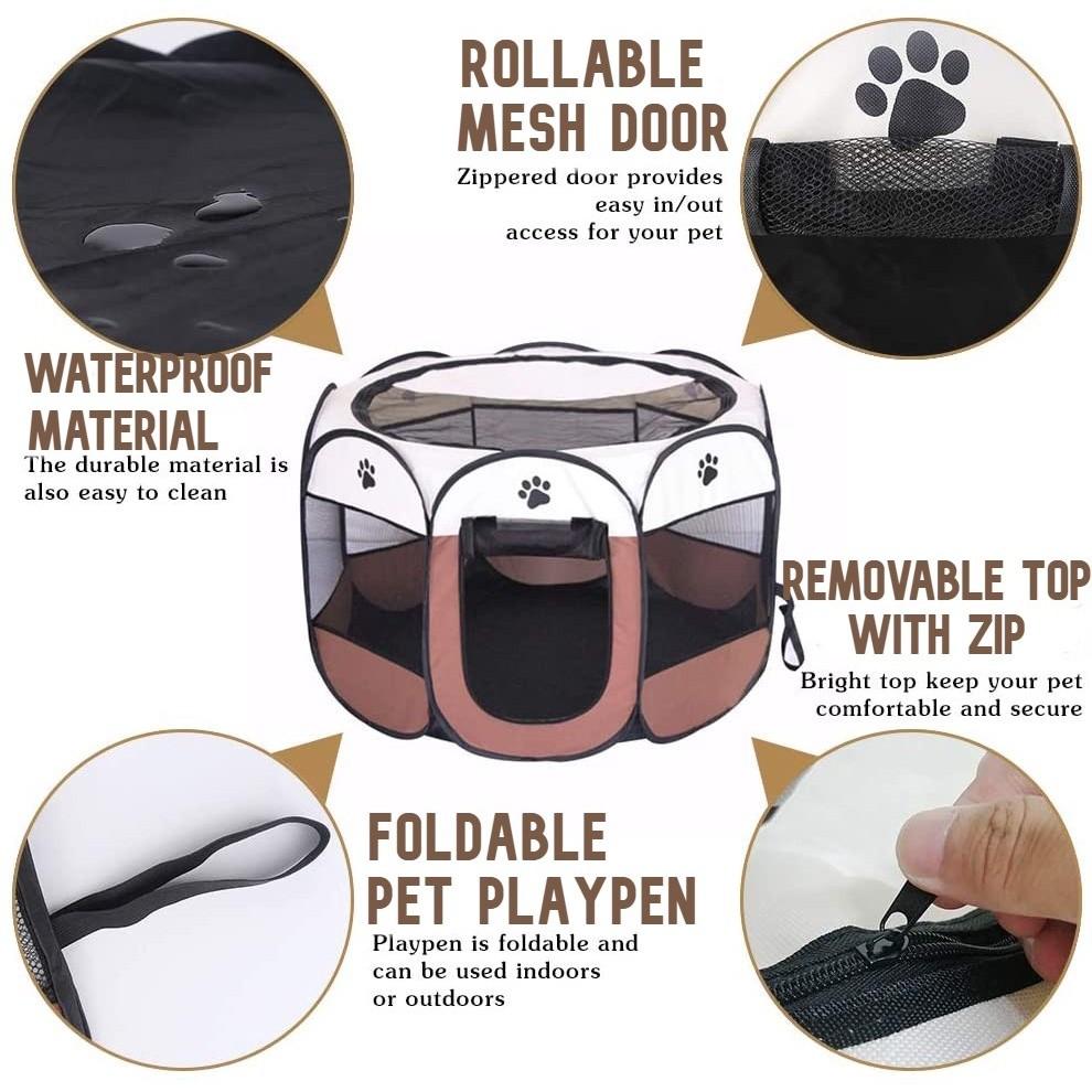 Foldable Lightweight Pet Playpen Portable Pet Safe Tent Outdoor Travel Waterproof Dogs & Cats Fence