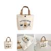 Cute Letters And Cartoon Bear Print Casual Hand Held Canvas Bag For Daily