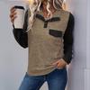 Women's Autumn 2026 Color Block Stand Collar Hoodie - European & American Trend