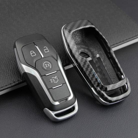 For Ford 2013- Carbon Fiber Hard Smart Key Fob Case Shell Cover Accessories