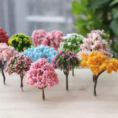 Miniaturas de Cerejeira Estilo Rural Kawaii Micro Figuras Mini Árvores de Simulação Paisagem para Jardim Kawaii Mesa Decoração de Casa