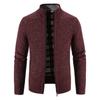 Velvet Thickened Full-Zip Cardigan Sweater with Stand Collar - Large Size, Perfect for Autumn and Winter Warmth