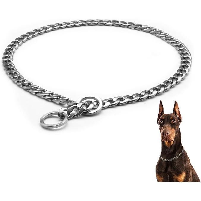 Luxury Flat Chain Design Professional Training Chain Collar, Stainless Steel Dog Training Collar, Professional Flat Chain Design, Mirror Polished