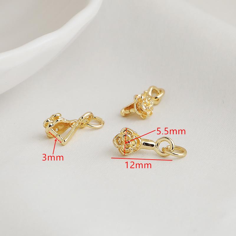 Přívěsek s melonovým semínkem a zapínáním ve tvaru růže, pozlacený 14K zlatem, pro DIY šperky