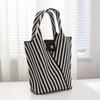 Striped Pattern Knitted Handbag Fashion Crochet Bag For Women Aesthetic Bucket Bag With Snap Button