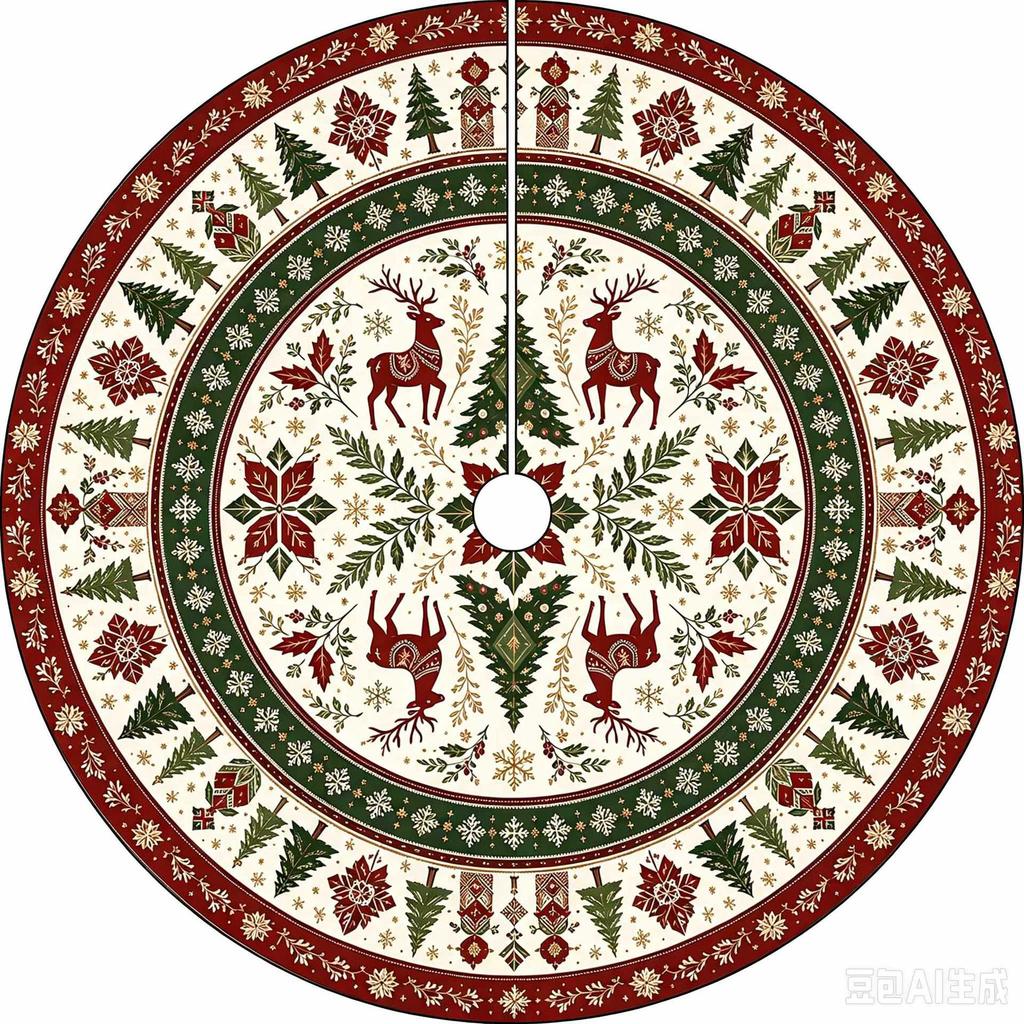 Christmas Tree Skirt Printed Holiday Tree Base Cover Festive Party Home Decoration