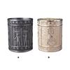 Retro Egyptian Embossed Pen Stand Cylinder Shape Alloy Pen Cup Desktop Organiser Storage Box for Office Desk Decoration