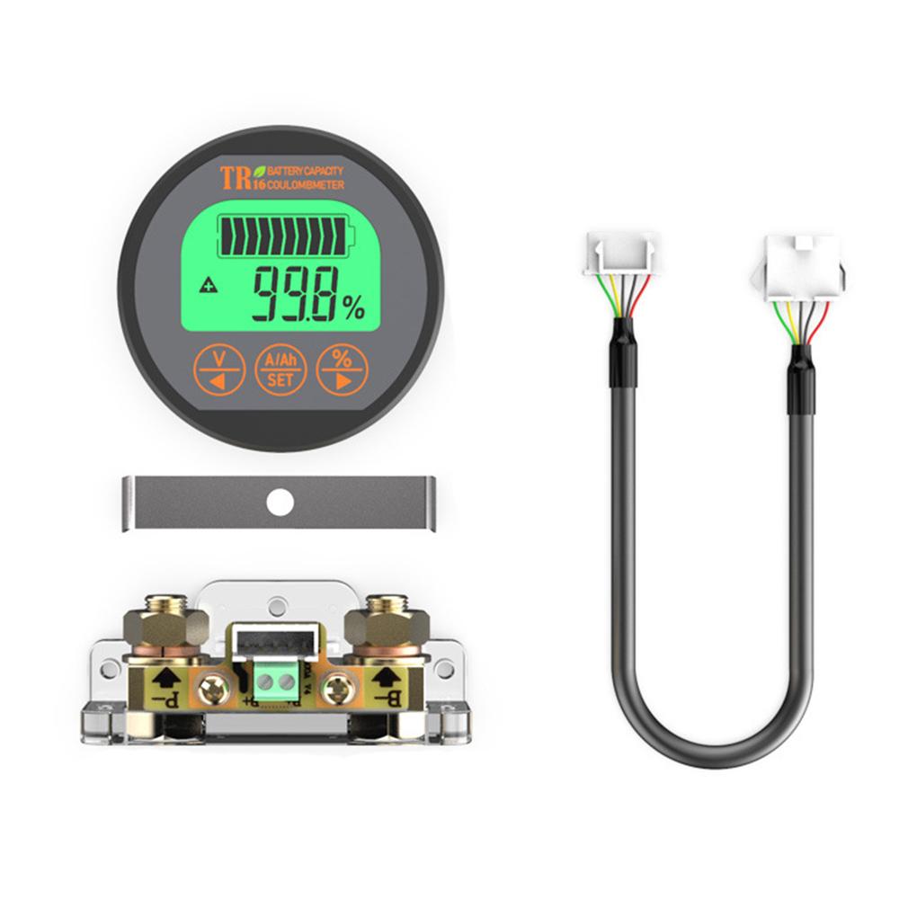 LCD Digital Display Batteries Meter with Base Electric Bicycle Capacity Voltage Current Measuring Gauge Automotive