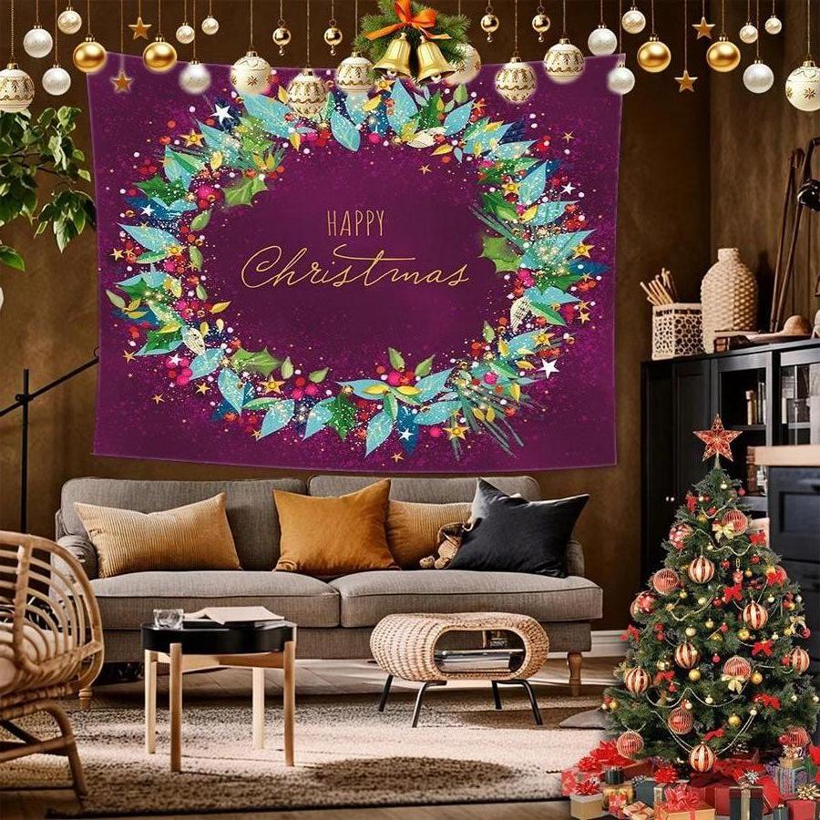 Christmas Tree Tapestry Background Cloth Hanging Cloth Bedroom Bedside Decorative Wall Cloth Rental Dormitory Tapestry