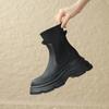 Knitted Spliced Single Boots Women's Fashion Round Toe Sleeve Platform Anti-Slip Wear-Resistant Short Shoe