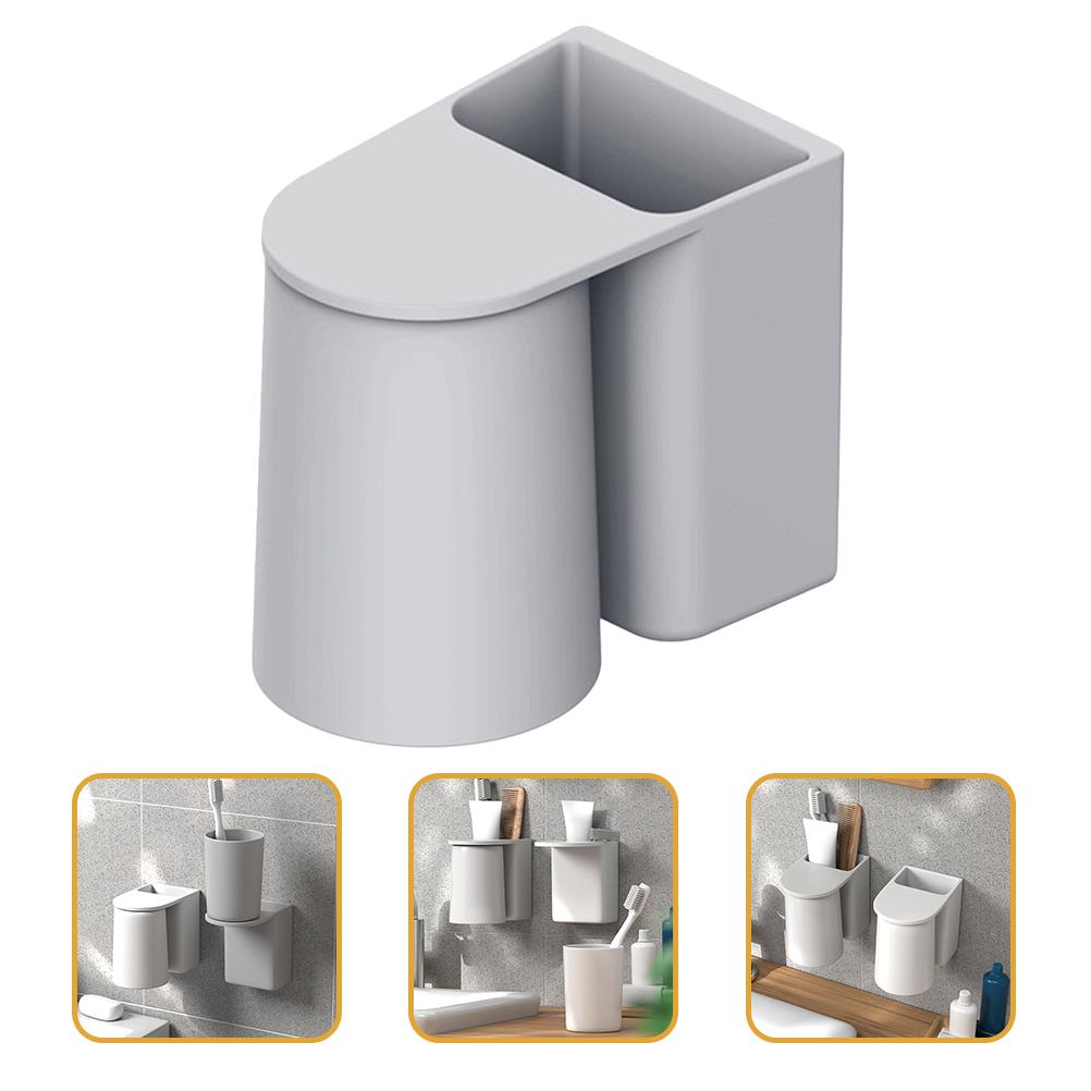Organizers Magnetic Tooth Cup Storage Rack Brush Holder Wall Toothbrush Grey