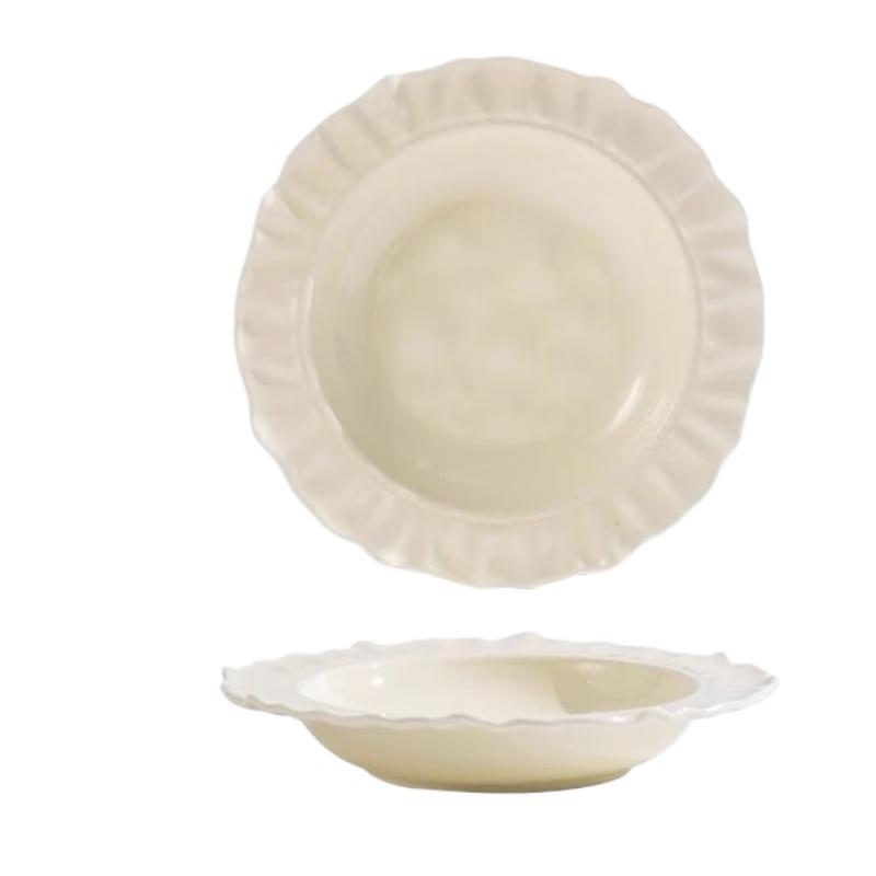 Kangmo Premium Cream Style Petal Soup Plate 8.5 inch Soup Plate