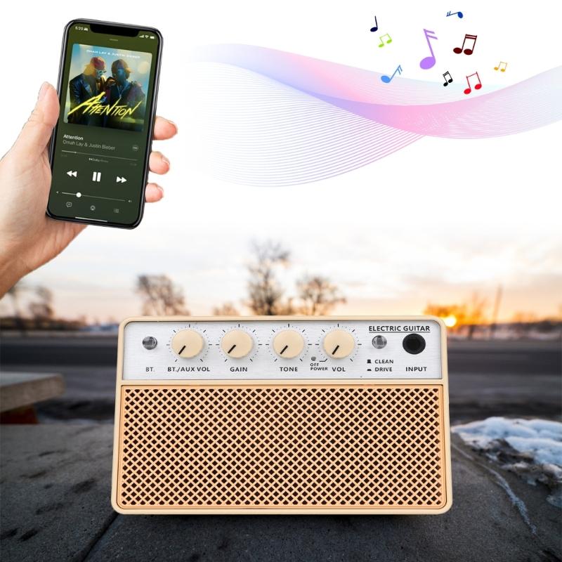 10W Guitar Amplifier Portable Practice Guitar Amp Small Electric Amplifier with Volumes Control Speaker Effect Parts