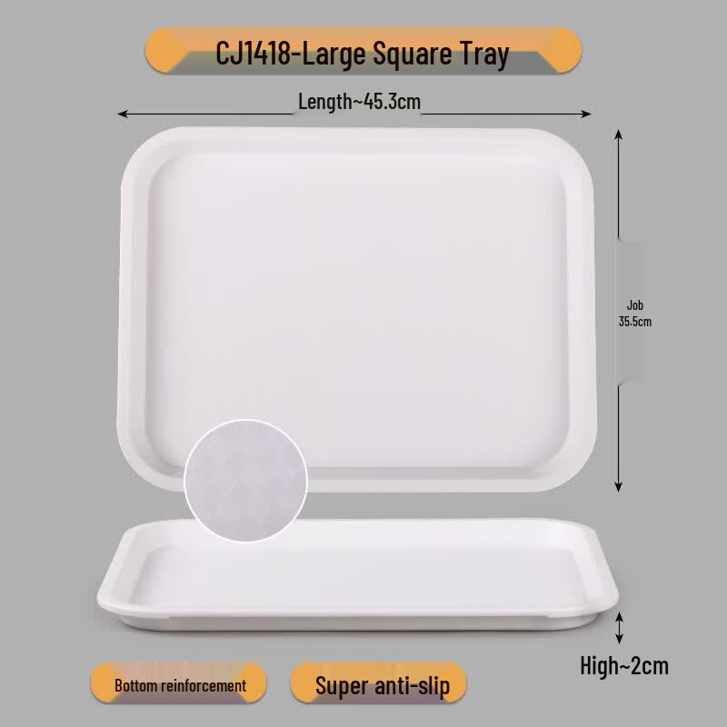Yingtang CJ1418 Anti-Slip Silicone Rubber Serving Tray - White, Large, 10-Pack