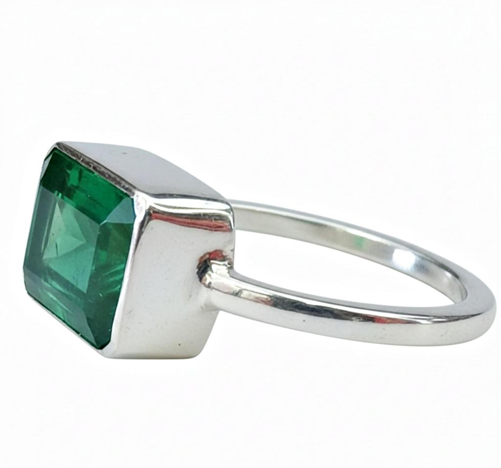 Damer Smaragdring, Grön Ädelsten 925 Sterling Silver, Handgjorda Smycken, Boho Statement-ring, Gåva till Henne