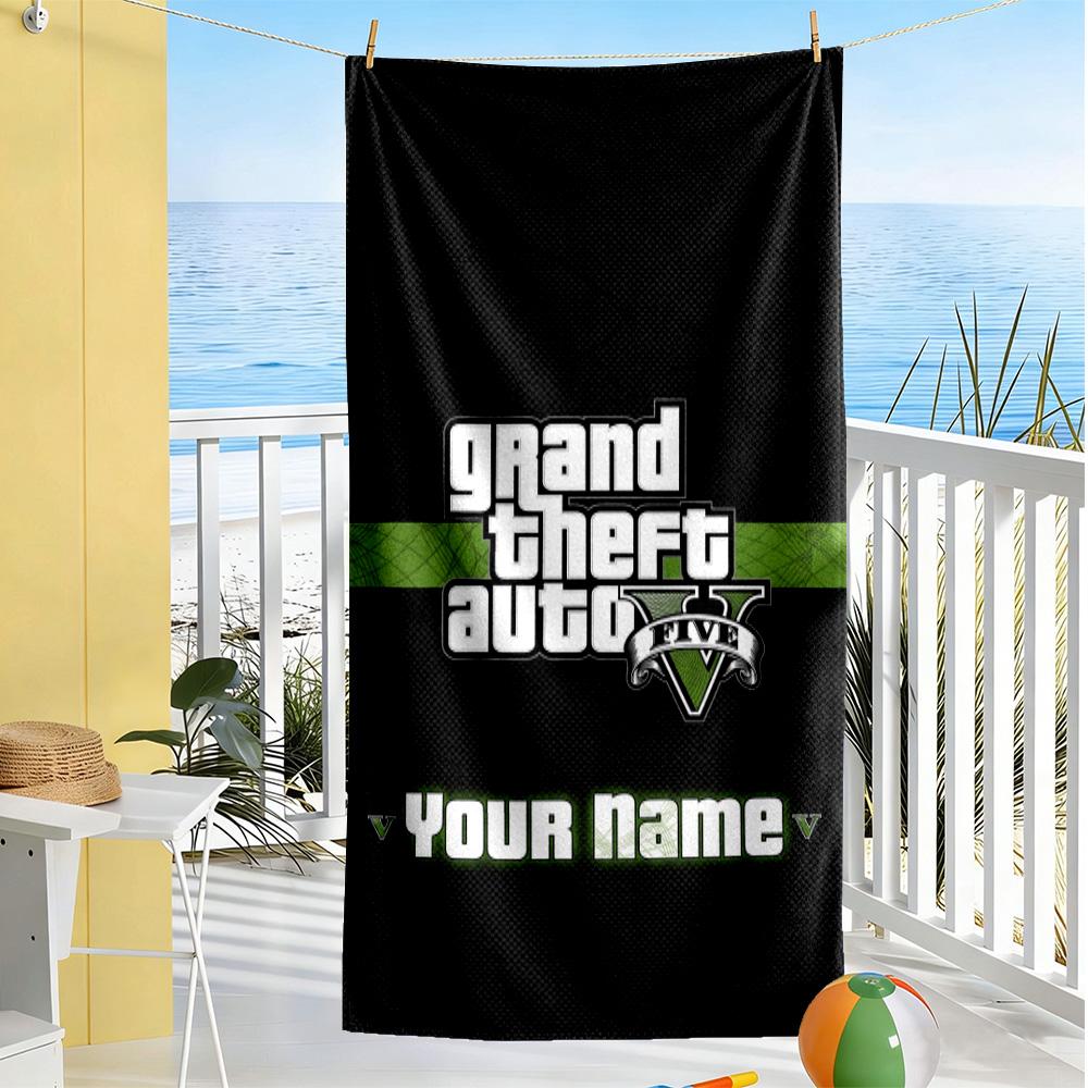 Gta Customize Your Name Beach Towel Soft Durable Quick-Dry Perfect for Traveling Yoga Camping and Swimming