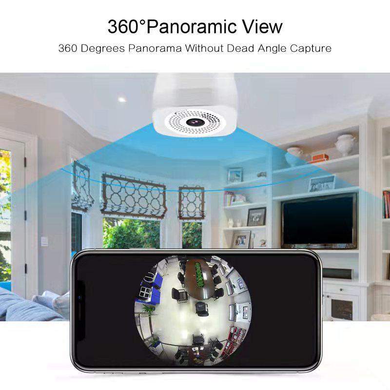 Tuya Smart 360° VR Panoramic Camera with E27 Lamp Holder - Dual Light Source Wireless Home Camera