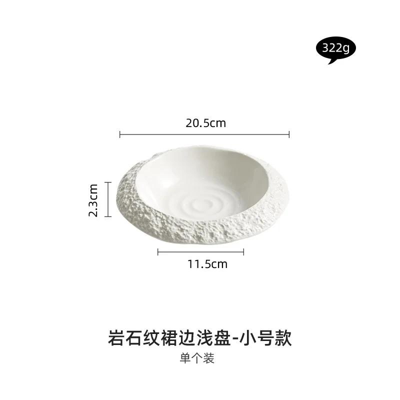 

Rock Patternceramic Plats White Dinner Plate High-grade Tableware Household Deep Plate Soup Plate Dish Creative Hotel Restaurant