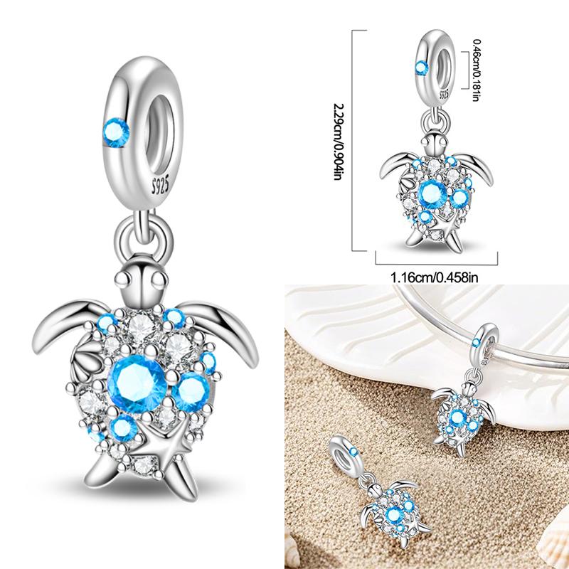 925 Silver Ocean World Series Sea Turtle Starfish Little Crab Octopus Charms Bead Fit 925 Bracelet DIY Jewelry