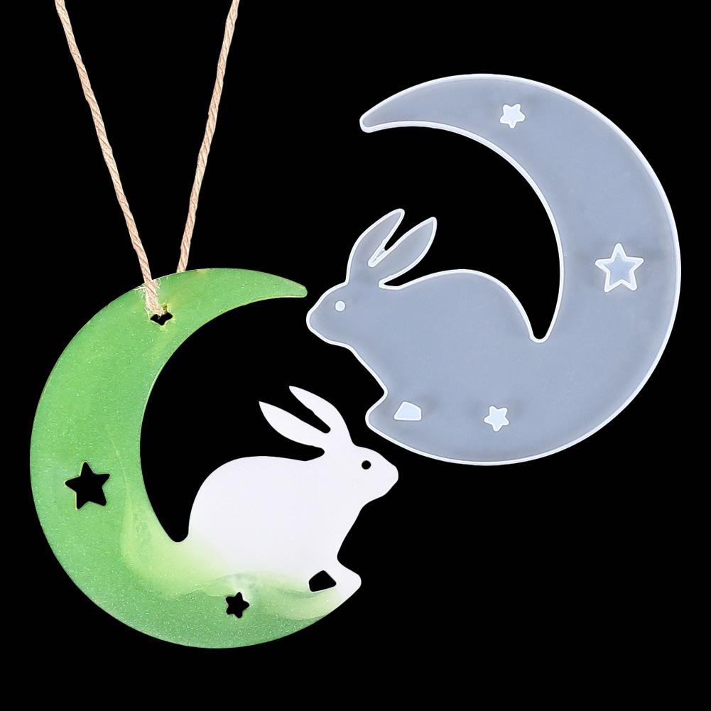 Crystal Drop Gel Moon Mold Diy Rabbit Dolphin Hippocampal Deer Cat Moon Pendant Silicone Mirror Mold