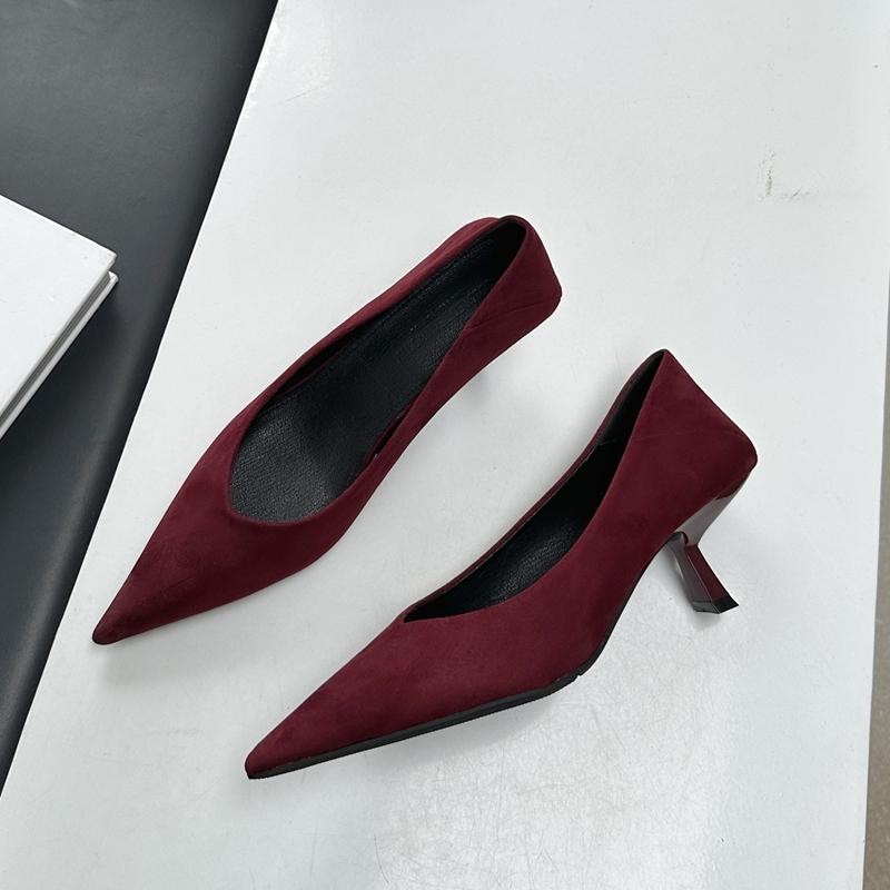 Fashion SUOJIALUN 2024 Autumn Pointed Toe Women Sexy Shallow Slip On Pumps Shoes Fashion Thin High Heel Ladies Elegant Dress Boat Shoes