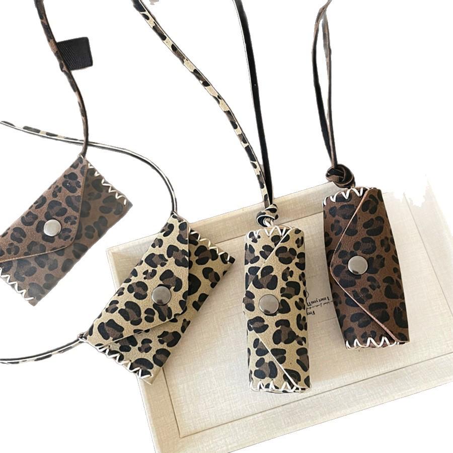 Myerlade Vintage Leather Leopard Print Pendant Necklace - Geometric Sweater Chain for Autumn/Winter