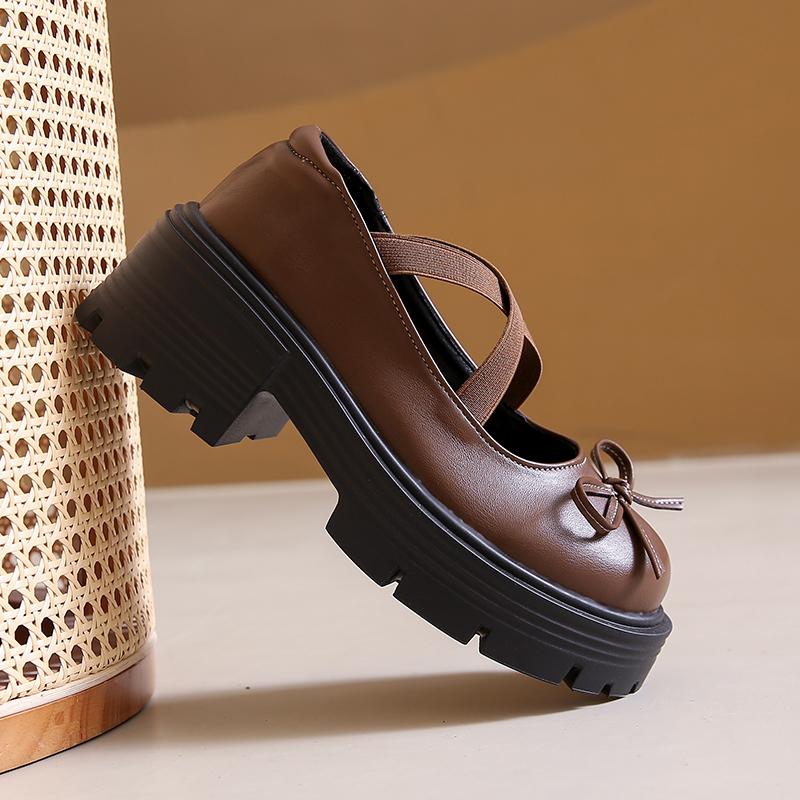 Silver High Heels Platform Pumps Women 2024 Autumn Bowtie Crossed Straps Mary Jane Shoes Woman Pu Leather Thick Heeled Jk Shoes