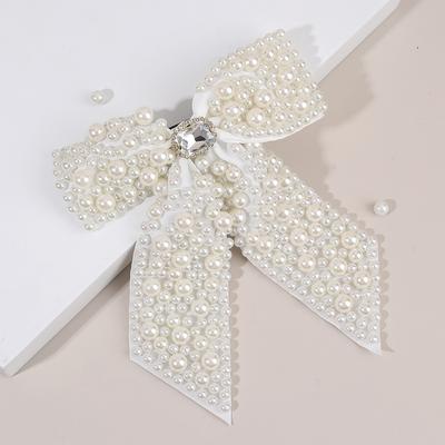 Pince à Cheveux Nœud Perle Coréen Élégant Ruban Épingle à Cheveux Doux Strass Fait Main Barrettes Pour Femmes Filles Enfants Accessoires de Coiffure