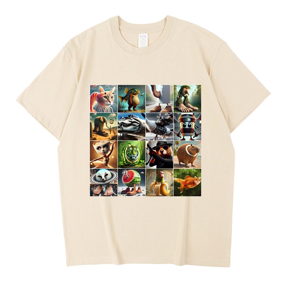 Brainrot Meme Italian for Men Women T-Shirt Brain Rot-style Imitation Art Y2k High Quality Cotton Graphic Tee