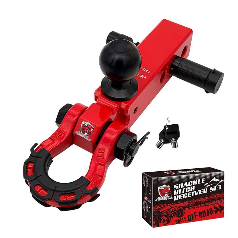Shackle Trailer Hitch Receiver 32T Break Strength Heavy Duty Towing Recovery Hitch 3/4 Tow Shackle with 50mm Towing Ball Mounts