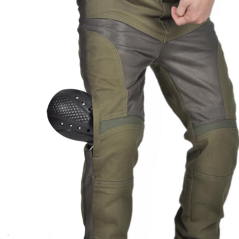 Breathable New product Motorcycle Jeans Men's Army Green Locomotive Mesh Summer Casual Elastic Riding Pants