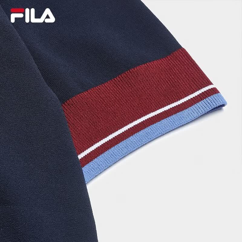 FILA Women's Color-Block Knitted Short Sleeve Top