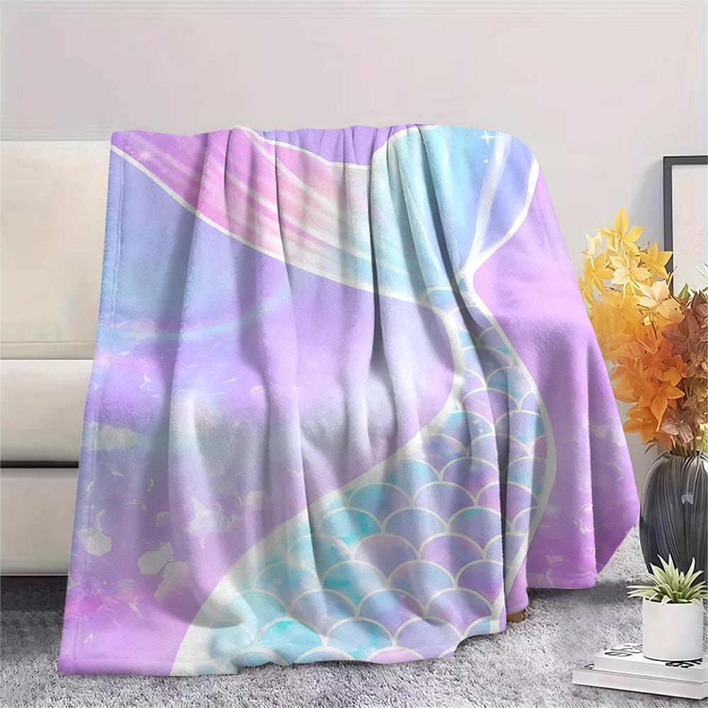 Mermaid and Stars Print Flannel Blanket,High Quality Comfortable for All Seasons,Home Decor,Warmth and Comfort,Perfect for Christmas Gifts