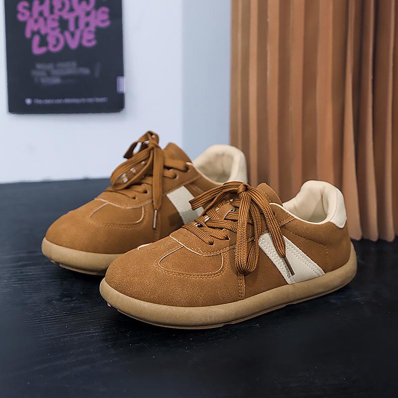 

Fashion Sneakers Women Spring Women s New Flat Bottomed Fashion Round Toe Suede Comfortable Lace Up Soft Sole Sneakers Outdoor Walking 40 коричневый