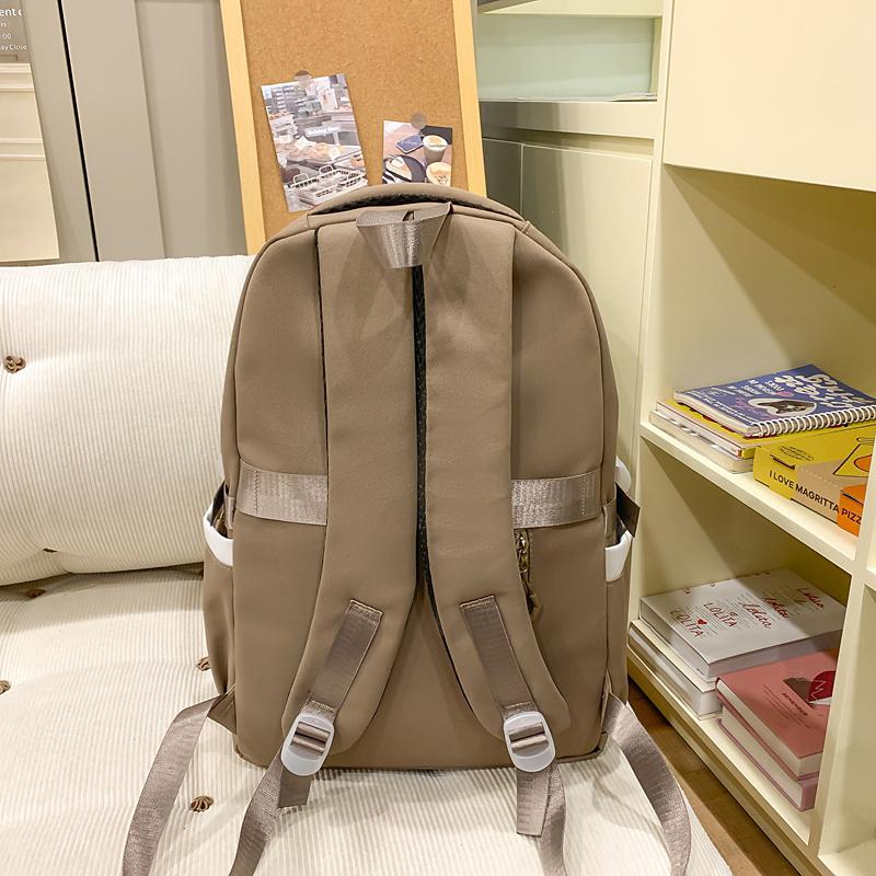 Large Capacity Backpack Lightweight Contrast Color Schoolbag Junior Senior High School Student Backpack with Coin Purse