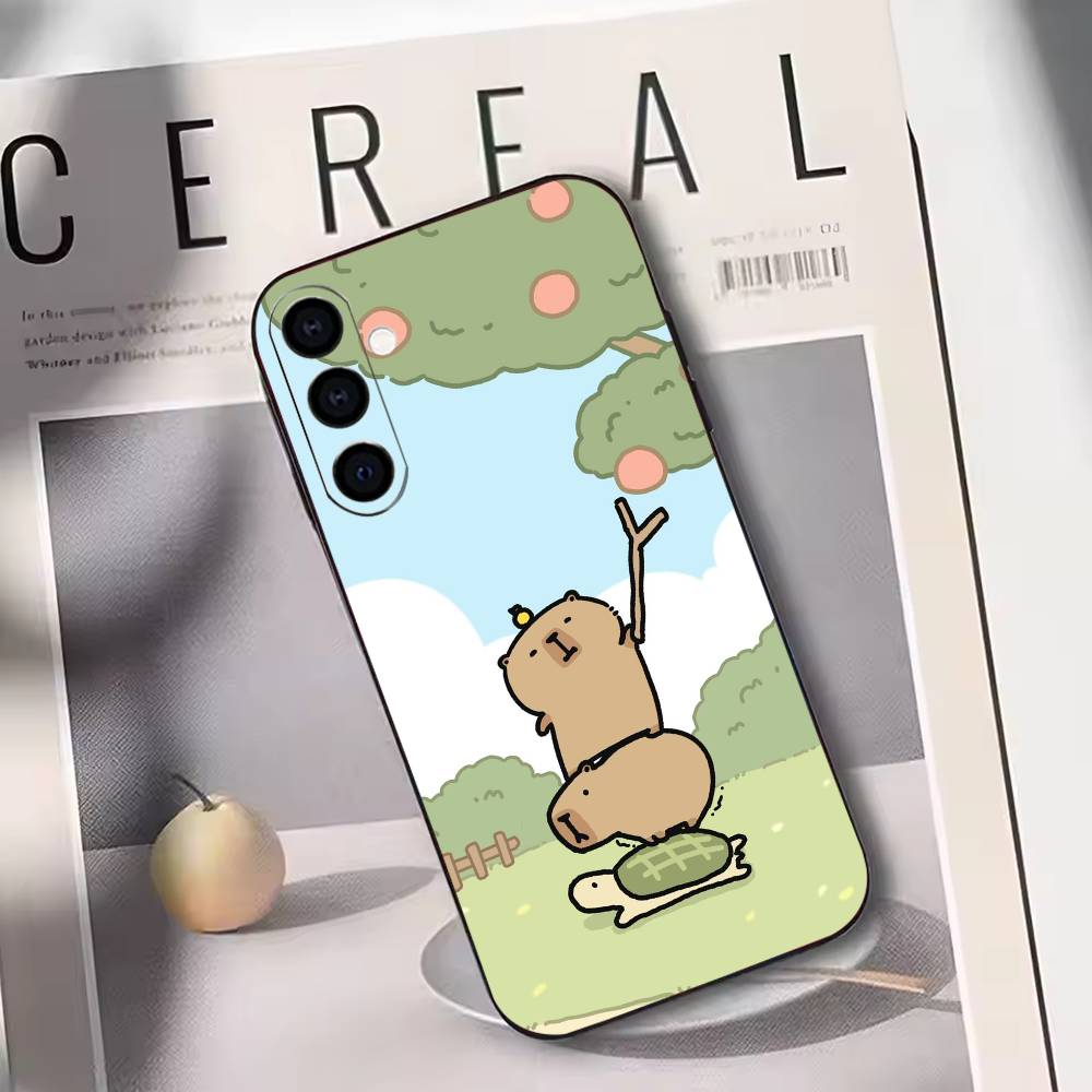 Capybara Cute Cartoon Phone Case For Samsung Galaxy A73,A72,A71,A70,A53,A52,A51,Others Soft Black Cover