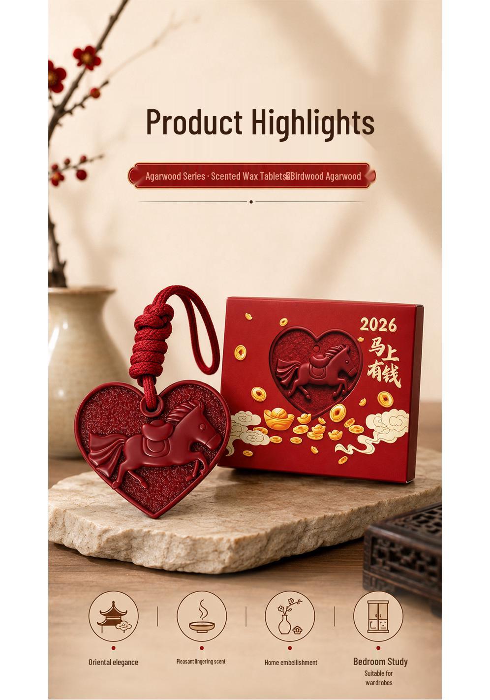 Agarwood Scented Wax Tablets - Home & Car Freshener, Wardrobe & Bathroom Fragrance, Hanger, New Year Gift Agarwood Series