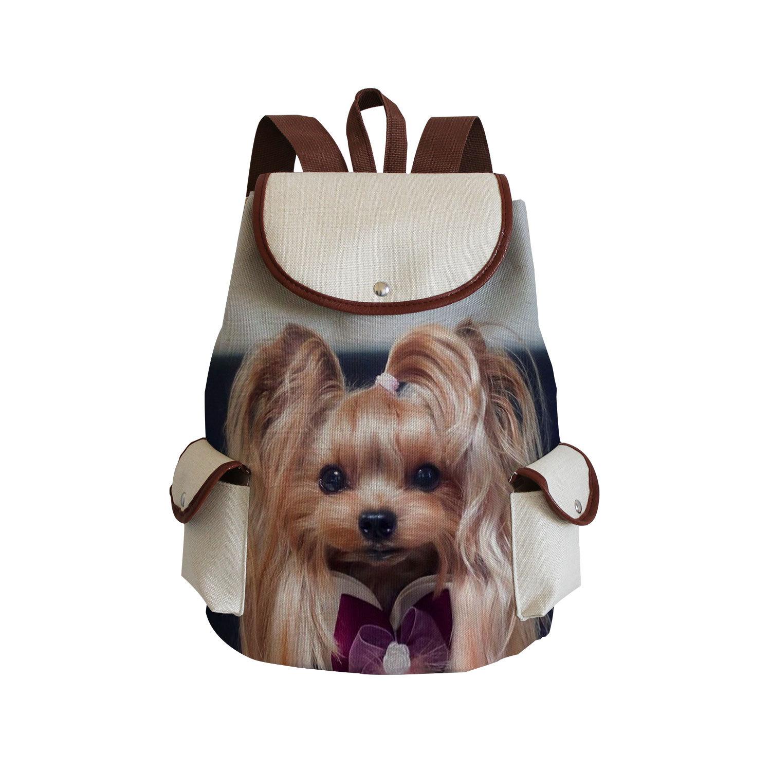 Poodle Printed Backpack, Student Practical Backpack, Animal Printed Large-Capacity Schoolbag