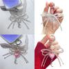 Delicate Bowknot Pendant Keychain Crystal Bead Phone Charm Heart Bows Phone Lanyard Keyring Decoration for Bag Backpack