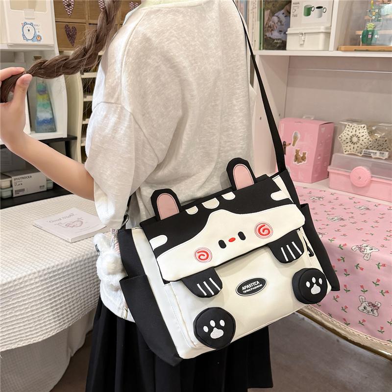 Cartoon-Katze Messenger Bag Damen Große Kapazität Umhängetasche Student Handtasche