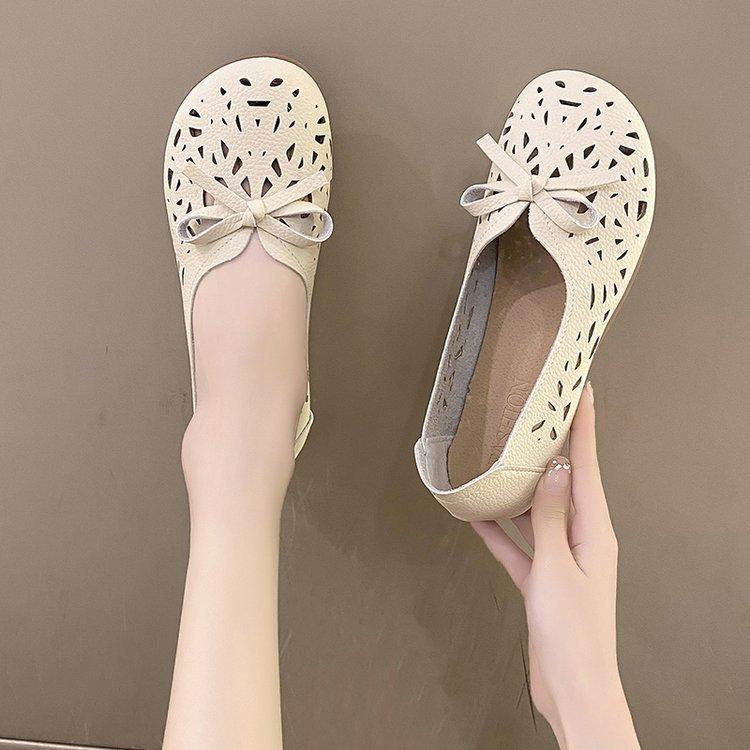 Flat-soled Womens Shoes New Flat-Soled Non-Slip Hollowed Out Breathable Womens Sandals Summer 2025 Lazy Flat Bottom Casual Shoes