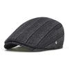 Winter Autumn Newsboy Cap Men Women Thick Warm Vintage Casual Stripe Berets Flat Hat Peaked Cap Adjustable