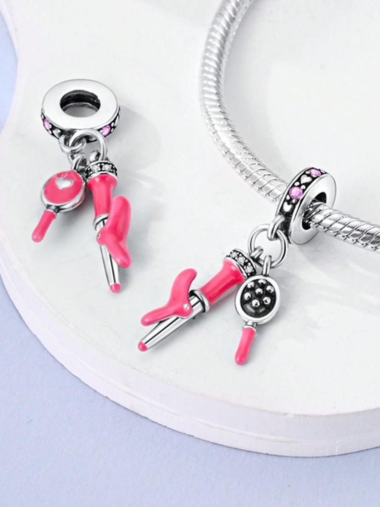 Charms Plata Pink Clothes Scissors Beads Copper Plated Fit Charms Copperoriginal Bracelet For Jewelry Making Diy Charm