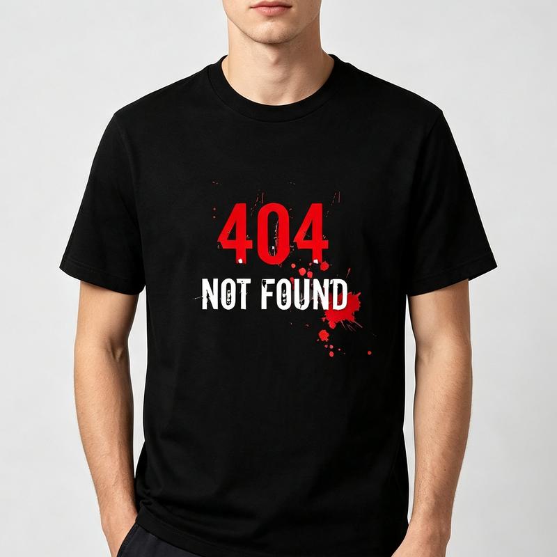404 Not Found Funny Error Code TShirt Red Black Graphic Tee Casual Cotton Streetwear Shirt for Unisex Unisex Y2k Top Harajuku
