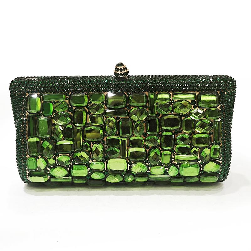Luxury Gold Glass Crystal Diamond Clutch Purse For Women Bridal Wedding Party Evening Prom Accessory Clutches Ladies Clutch Bag