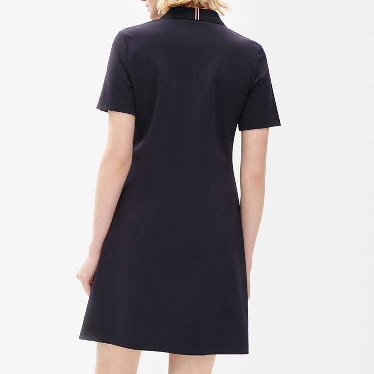 FILA Embroidered Logo Letter Casual Knit Simple Polo Short Sleeve Dress Women dresses Legendary-Blue F11W231305F-NV