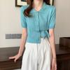 Knit Sweater Short Sleeve Tops Summer Thin Design Pink Hollow High Waist Short Paragraph Casual Essential Comfort and Style Slim Fit Pullovers Tees