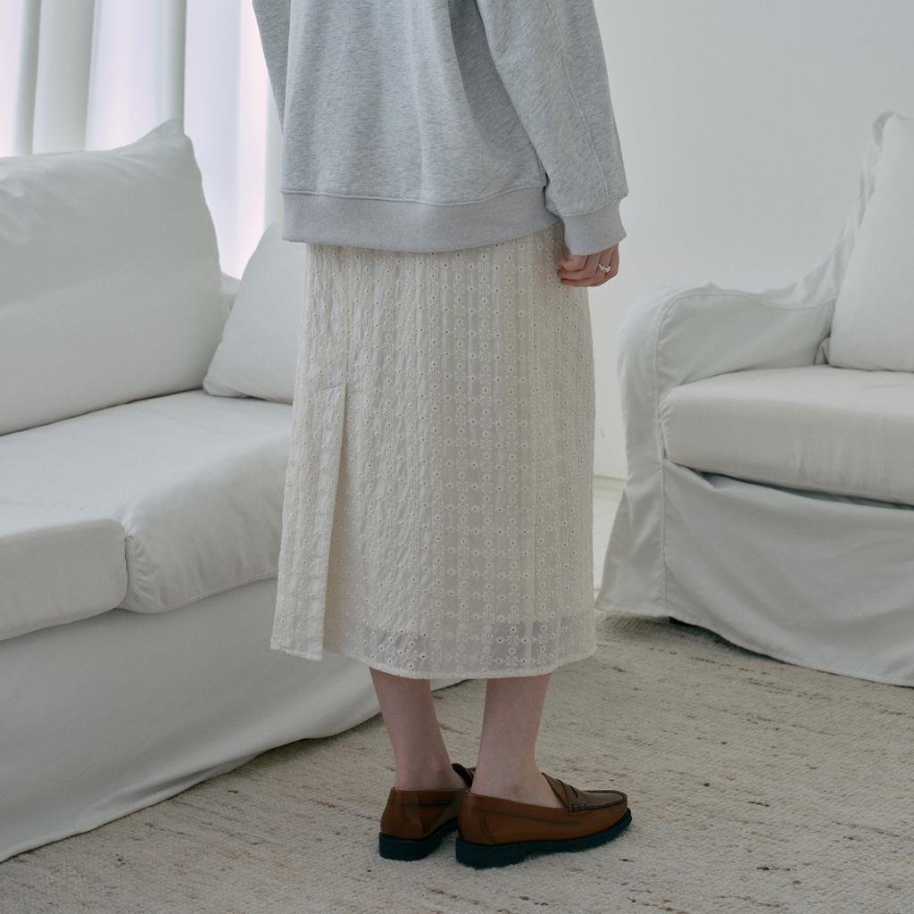 Ribbed Lace Waist Skirt J1SK124C